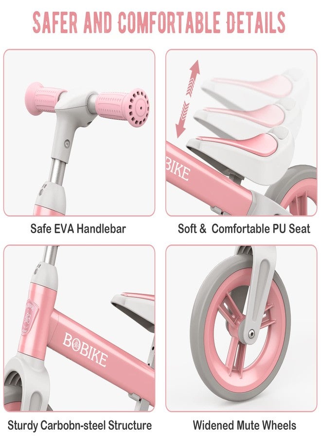 Bobike Toddler Balance Bike Toys for 1 to 3 Year Old Girls Boys Adjustable Seat and Handlebar No-Pedal Training Bike Best Gifts for Kids (Pink) - Image 3